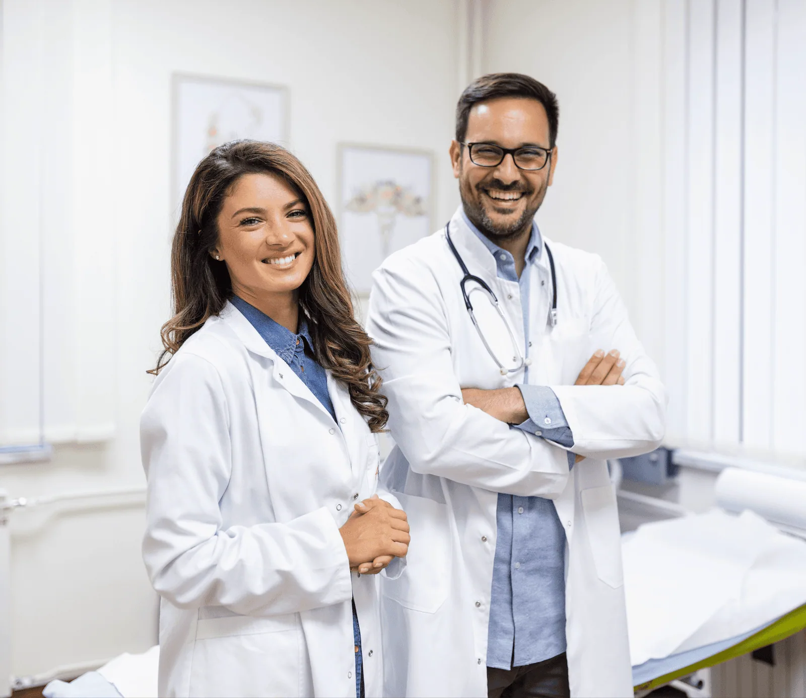 Two healthcare professionals in a medical office